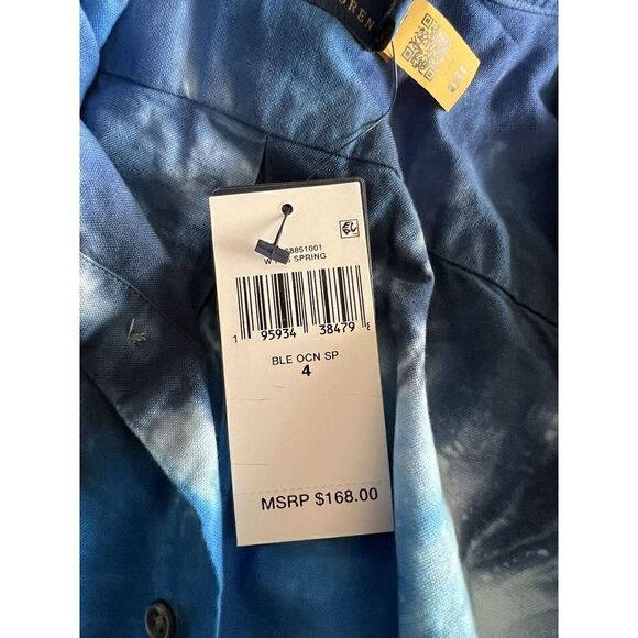 Polo Ralph Lauren Womens Blue Ocean Tie Dye Collared Button Up Shirt Size 4 - Picture 4 of 4